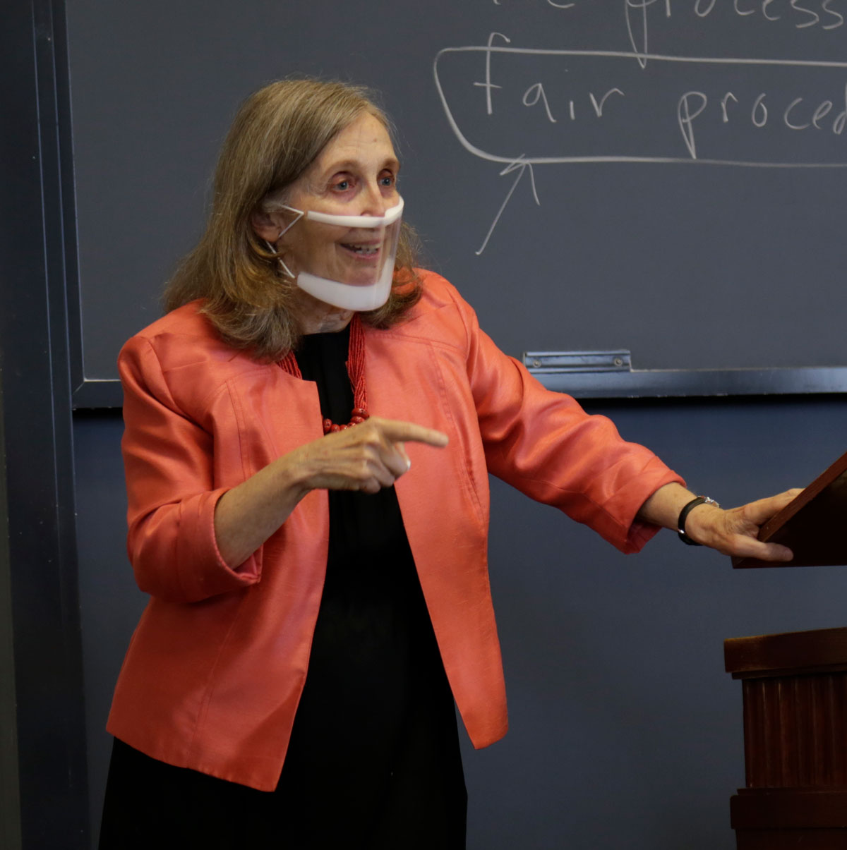 Professor Maryellen Fullerton teaches an in-person Civil Procedure class