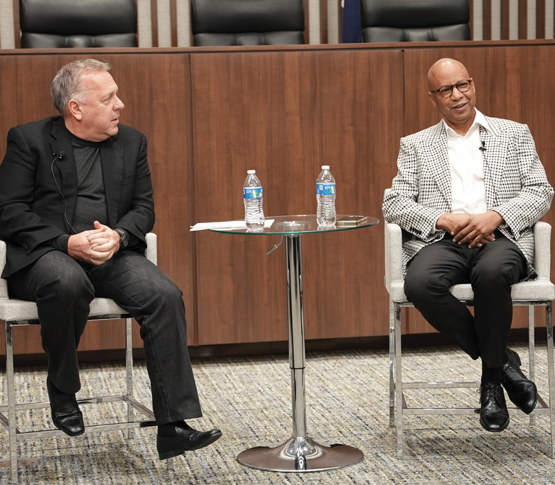 Frederick Curry III in a Q&A session with John P. Oswald