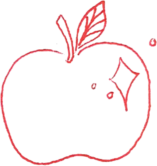 line drawing of an apple