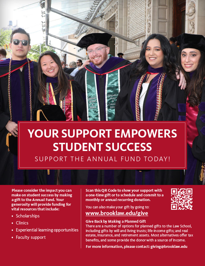 Brooklyn Law School Student Annual Support Fund Advertisement